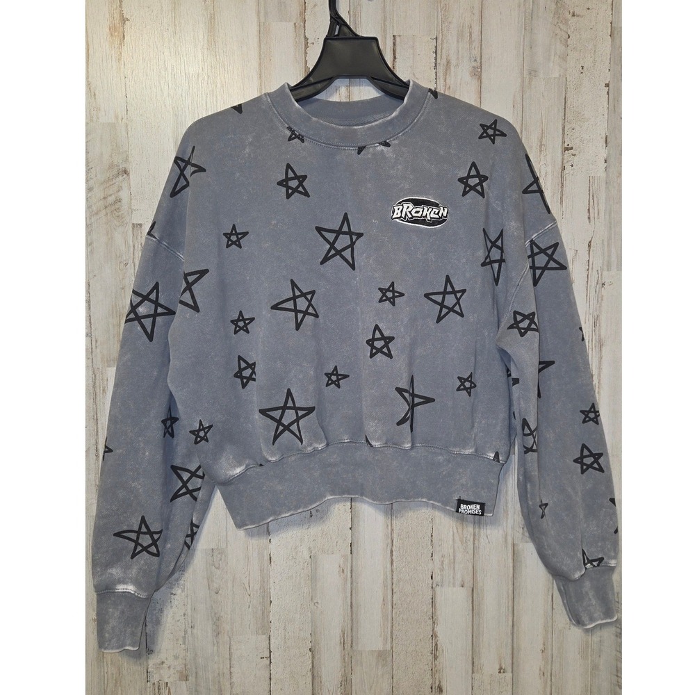EUC Broken Promises size S Crop Sweatshirt Pullover Crew oversized